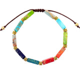 Armband mit 7 farbigen Chakren-Steinen aus Jaspis – Mondtanz-Charms