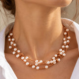 Freshwater Pearl and Leather Necklace Choker