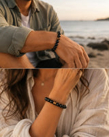 Powerful Black Onyx and Tiger Eye Bracelet Stretchable - Moon dance Charms