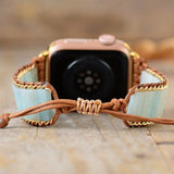 Bracelet Apple Watch en perles Amazonite Boho - Charmes de danse de la lune