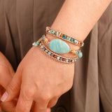 Bracelet en cuir multicouche amazonite - Moon Dance Charms
