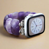Amethist Apple Watch bandje voor vrouwen – handgemaakt rekbaar design met kralen – Moon Dance Charms