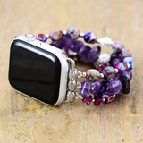 Amethyst Beaded Watch Band For Apple Watch women