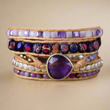 Pulsera envolvente de cristal de amatista - Charms de danza lunar