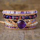 Pulsera envolvente de cristal de amatista - Charms de danza lunar