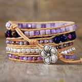 Pulsera envolvente de cristal de amatista - Charms de danza lunar
