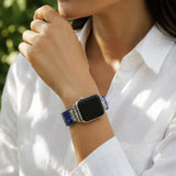 Apple Watch Band With Beads Stretchable Dark Blue For Women