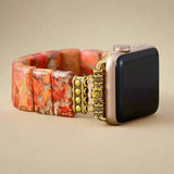 Bracelet Apple Watch avec perles extensible - Orange - Charms Danse de Lune