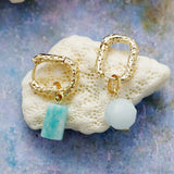 Asymmetrical Hoop Earrings with Natural Stone Charms - Moon Dance Charms