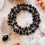 Collares de piedra preciosa de obsidiana negra - Encantos de danza lunar