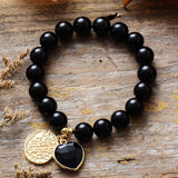 Handmade black onyx crystal stretch bracelet for protection and strength - Moon Dance Charms