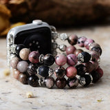 Zwarte rhodoniet kralenband voor Apple Watch - Moon Dance Charms