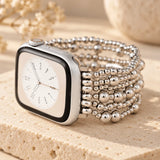 Silver Glow Apple Watch Band Beaded For Women