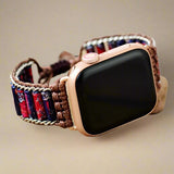 Bracelet Boho Apple Watch avec Jaspe Rouge - Moon Dance Charms