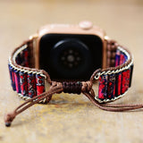 Bracelet Boho Apple Watch avec Jaspe Rouge - Moon Dance Charms