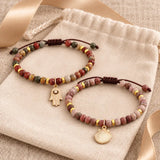 beaded friendship bracelet with jasper and lava stone - Moon Dance Charms