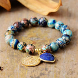 Beruhigendes Chrysokoll-Stretch-Stein-Armband – Mondtanz-Charms