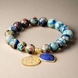 Calming Chrysocolla Stretch Stone Bracelet - Moon Dance Charms