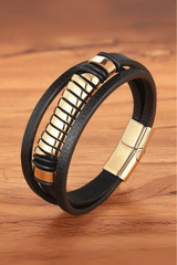 Forte Meerlaagse Leren Armband Voor Heren - Moon Dance Charms