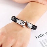 Slang en Leren Armband Voor Heren - Zwart - Moon Dance Charms