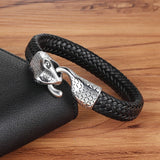 Slangen- en leren armband voor mannen - Zwart