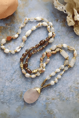 Harmony Necklace With Rose Quartz, Strawberry Quartz and Agate - Moon Dance Charms
