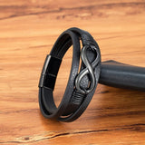 Infinity Leren Armband Voor Heren - Zwart - Moon Dance Charms
