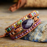 Intuition Amethyst- und Perlenwickelarmband - Moon Dance Charms