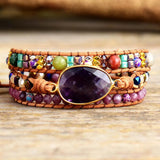 Intuition Amethyst- und Perlenwickelarmband - Moon Dance Charms
