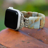 Jaspis Apple Watch bandje voor vrouwen – handgemaakt stretch kralen ontwerp | Moon Dance Charms