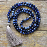 Lapis lazuli mala necklace 108 beads for wisdom and intuition - Moon Dance Charms