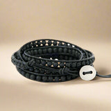 Lava stone leather wrap bracelet diffuser - aromatherapy jewelry - Moon Dance Charms