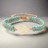 Lotus charm turquoise and howlite beaded bracelet - Moon Dance Charms