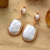 Wire wrapped freshwater pearl dangle earrings - elegant boho jewelry - Moon Dance Charms