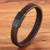 MagnoSteel bruine gevlochten leren armband voor heren - magnetische sluiting - Moon Dance Charms