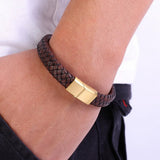 Bruine Leren Armband Voor Heren - Moon Dance Charms