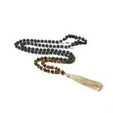 Mala Necklace Lava Rock and and Tiger Eye