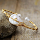 Parel Draadgewikkelde Manchetarmband - Moon Dance Charms