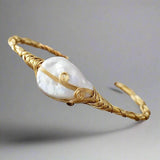 Parel Draadgewikkelde Manchetarmband - Moon Dance Charms