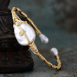 Parel Draadgewikkelde Manchetarmband - Moon Dance Charms