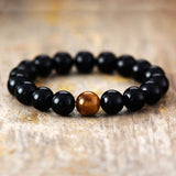 Krachtige Zwarte Onyx en Tijgeroog Rek Armband - Moon Dance Charms