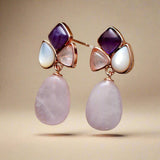 Rozenkwarts kristal dangle druppel oorbellen voor liefde en mededogen - Moon Dance Charms