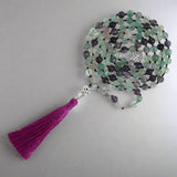 Rainbow fluorite mala necklace 108 beads for clarity and focus - Moon Dance Charms