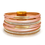 Strass Leren Armband Voor Vrouwen - Moon Dance Charms