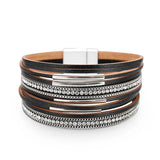 Strass Leren Armband Voor Vrouwen - Moon Dance Charms