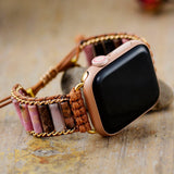 Cinturino per Apple Watch donna bohémien in rodonite - Ciondoli della danza della luna