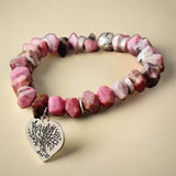 Rhodonite Stretch Tree Of Life Bracelet - Moon Dance Charms