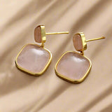 Rosenquarz-Kristall-Ohrringe – Mondtanz-Charms
