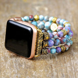 Blue Jasper Apple Watch Bands Beaded For Women