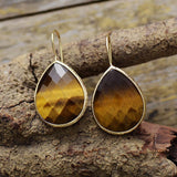 Tijgeroog Dangle Oorbellen - Moon Dance Charms